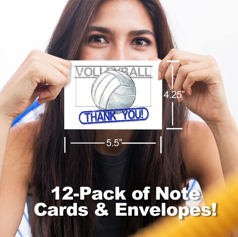Play Strong Volleyball Thank You Note Cards 12-Pack (4.25"x5.5") Illustrated Sports Powercard Note Card Set 12-Pack Perfect for Volleyball Players, Coaches, Fans and Fanatics - They'll Love 'Em! - Image 5